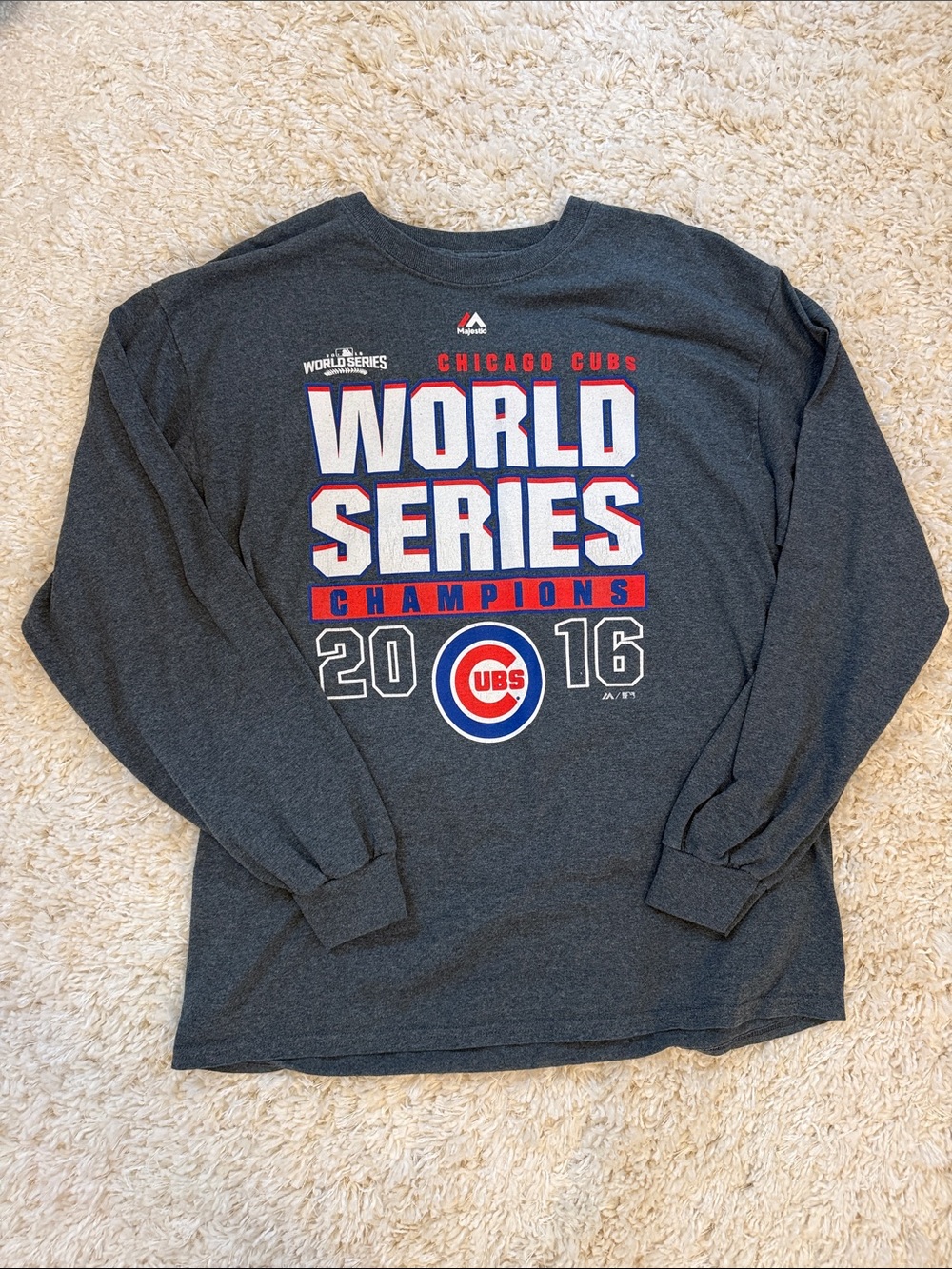 Chicago Cubs 2016 World Series Champions Long Sleeve Tee - Dark Gray